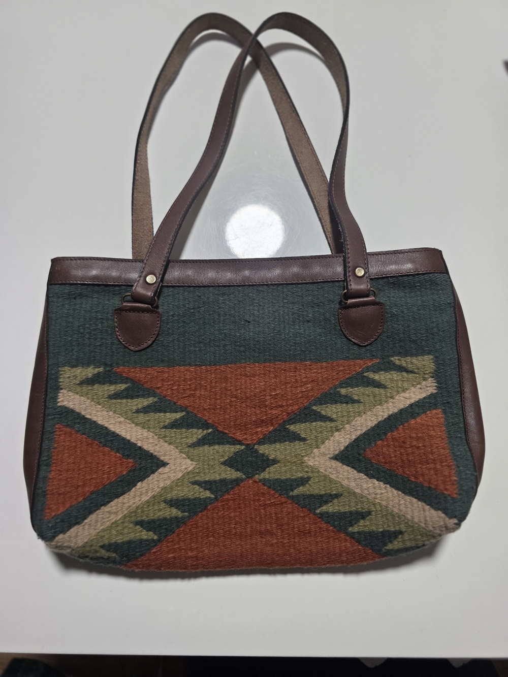 Woven Oaxacan Tote Bag With Leather Accents. Brand New. Makes a statement!
